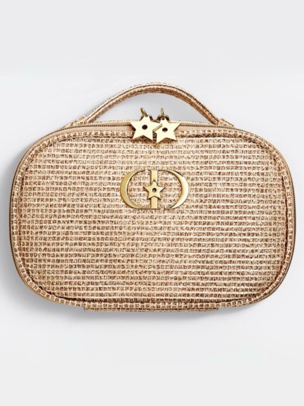 Dior 2025 Holiday gift gold tweed cosmetic pouch bag